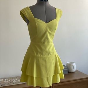 Alice and Olivia yellow mini dress
